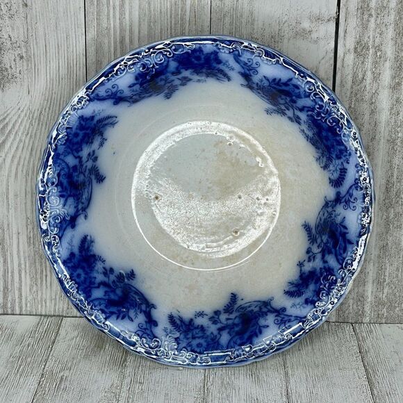 Antique W & E Corn Ayr England Flow Blue Vegetable Serving Bowl - Picture 1 of 7